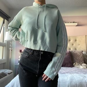 Light blue adidas crop hoodie